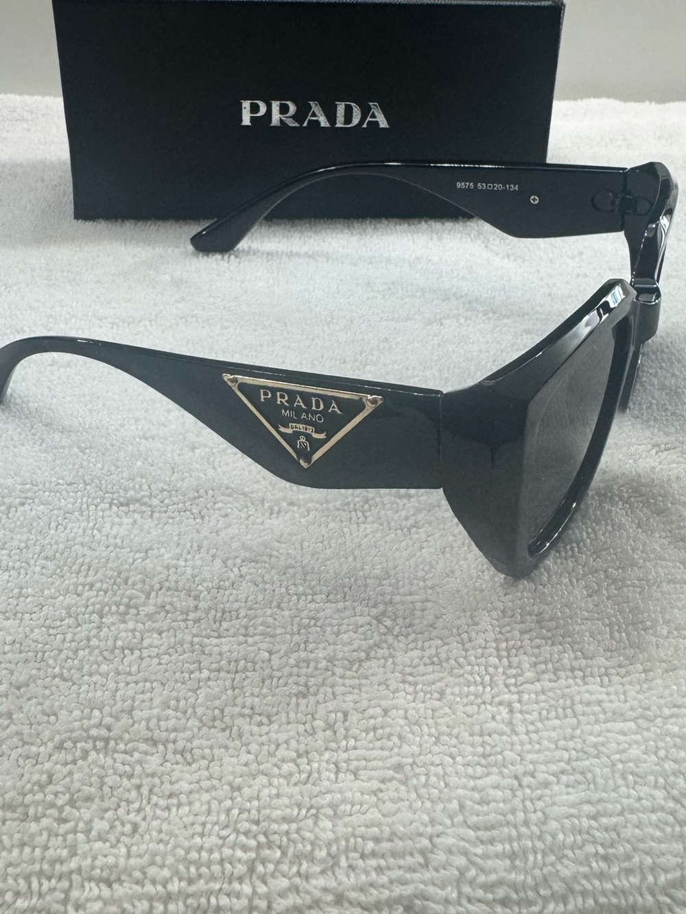 Prada Black Oversized Shield Sunglasses with Gold Logo